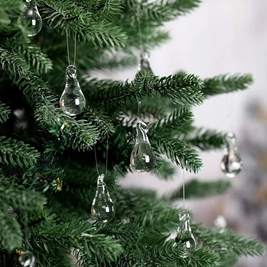 30 Pcs Glass Raindrop Christmas Ornaments