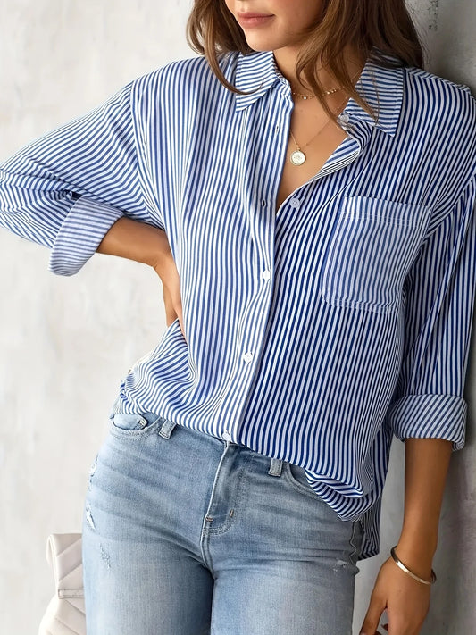 Women's striped shirt with pockets-long sleeves