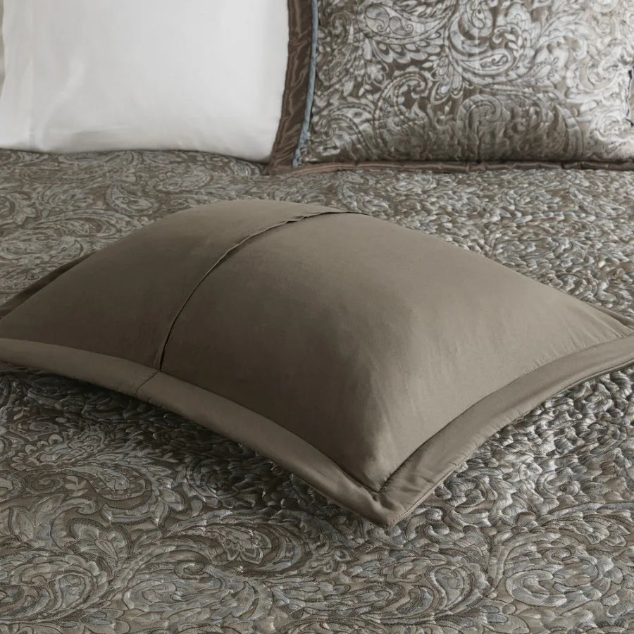 5 Piece Jacquard Bedspread Set with Throw Pillows