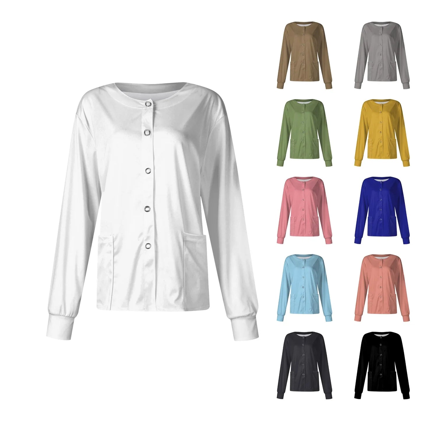 Women's Casual Long-Sleeved Nursing Uniform S