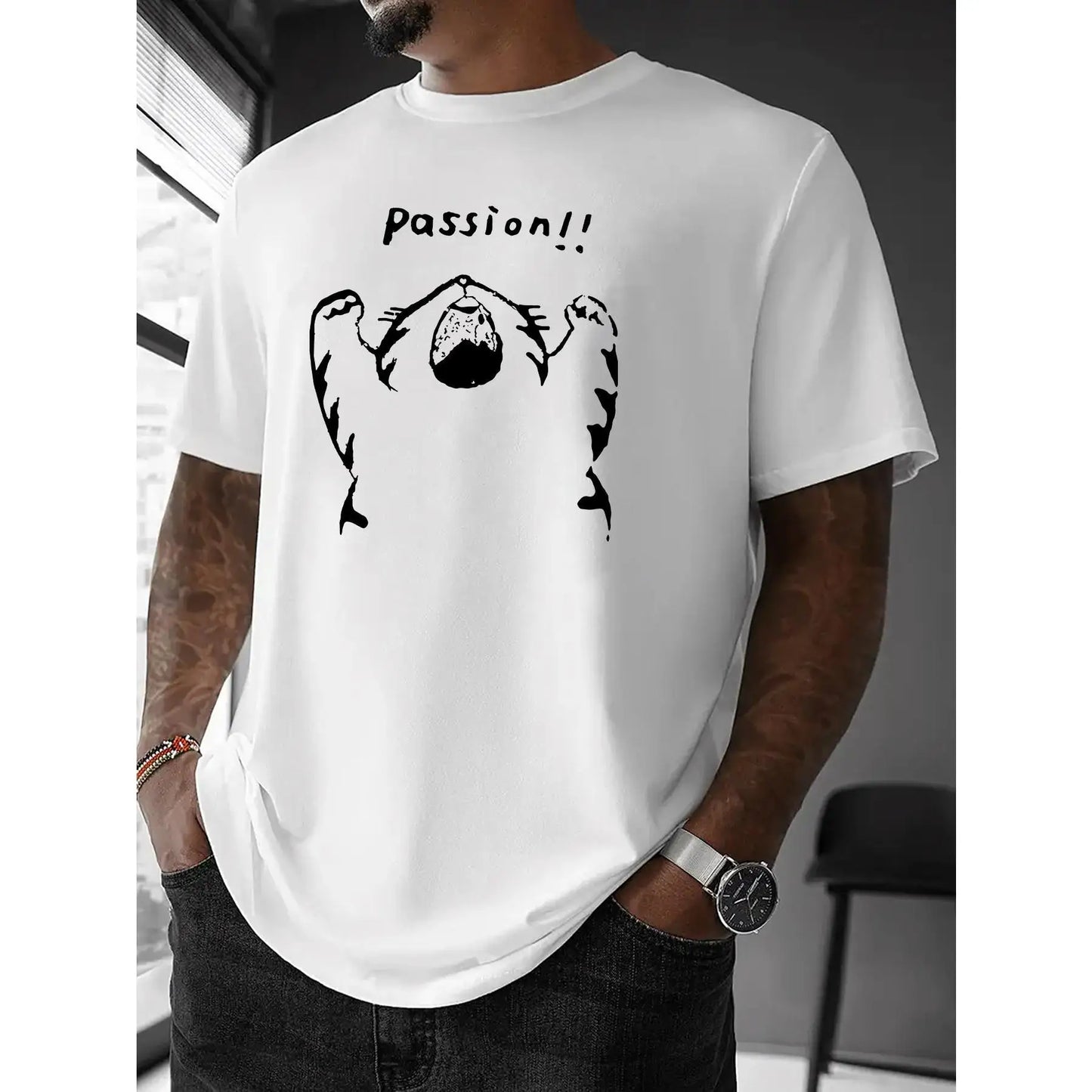Passion Cartoon Cat Roaring T-Shirt