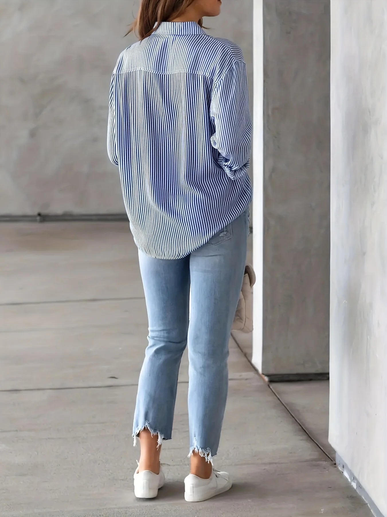 Women's striped shirt with pockets-long sleeves