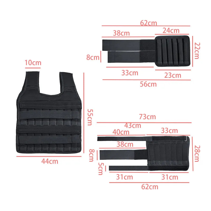 15-50kg Adjustable Weight Vest with Steel Plate