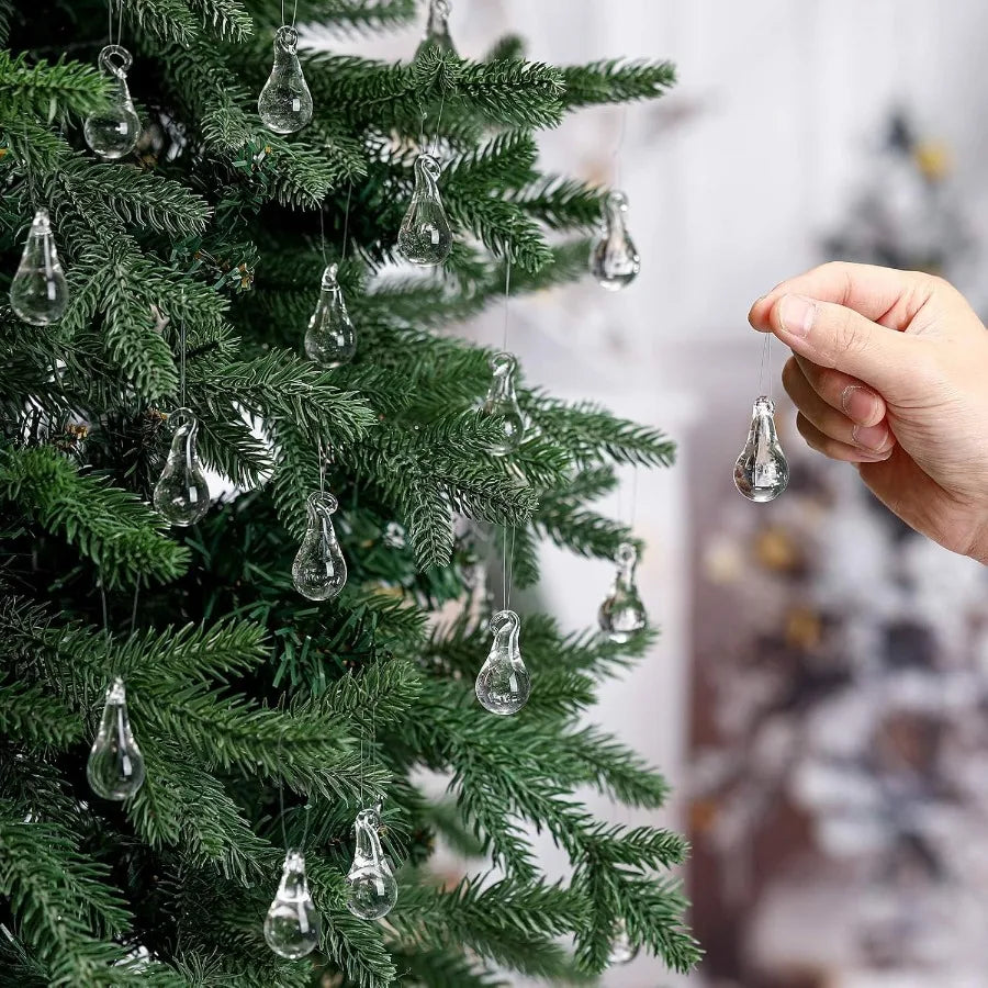 30 Pcs Glass Raindrop Christmas Ornaments
