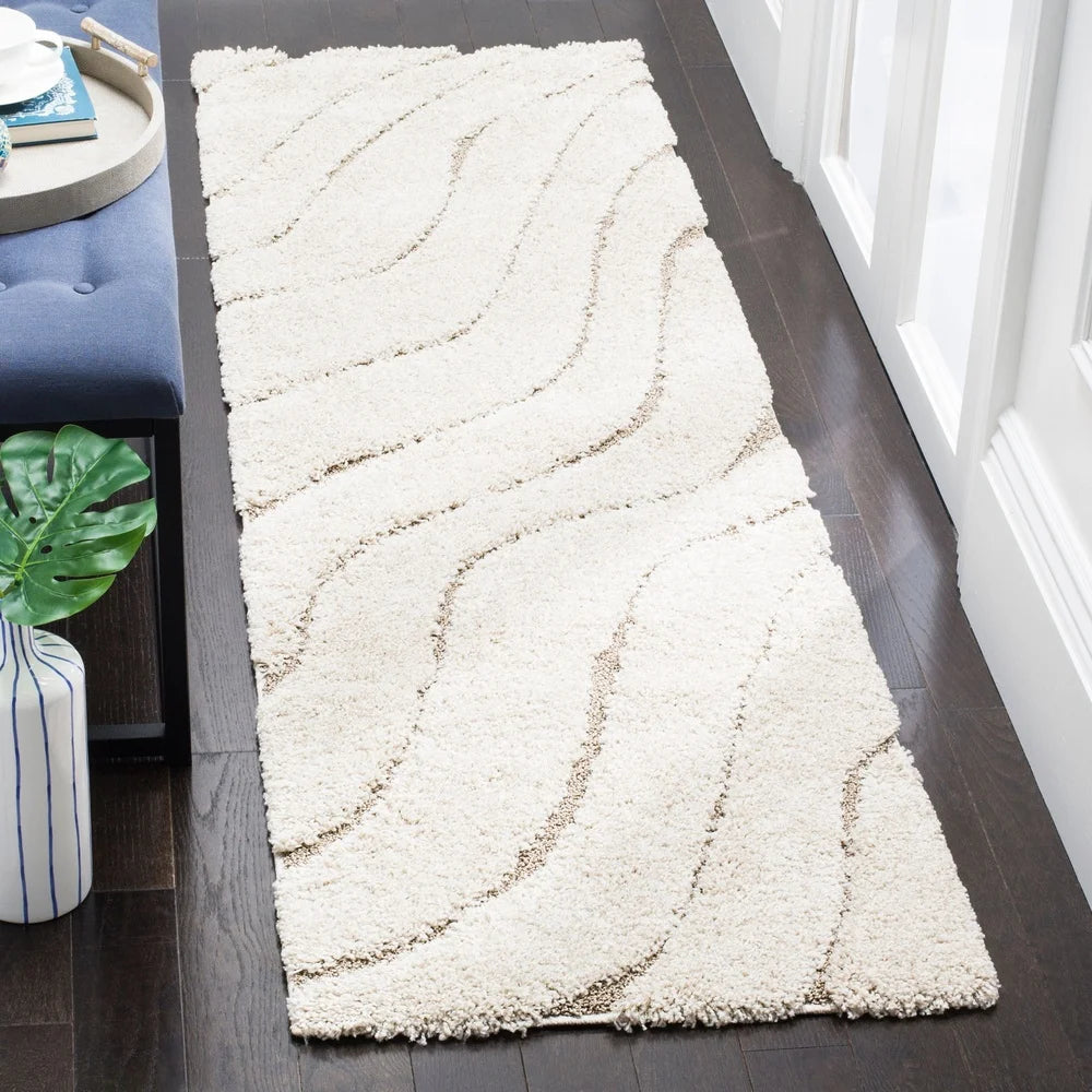 Plush Geometric Shag Runner