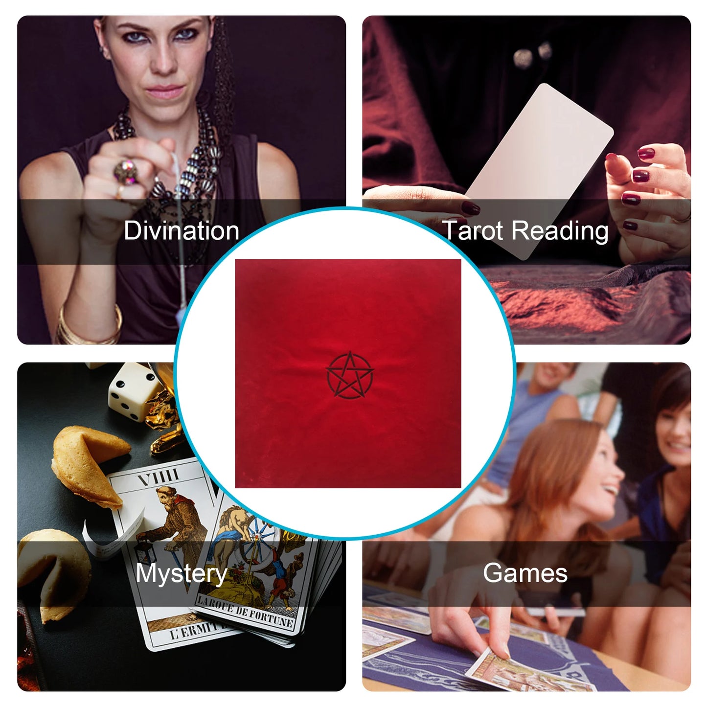 Pentagram Tarot Tablecloth with Bag Divination Table Cloth