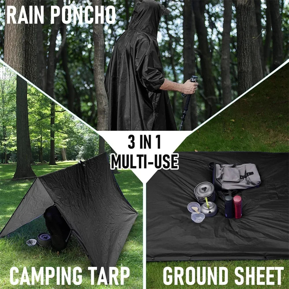 3 In 1 Outdoor Waterproof Raincoat With Hooded Sleeves