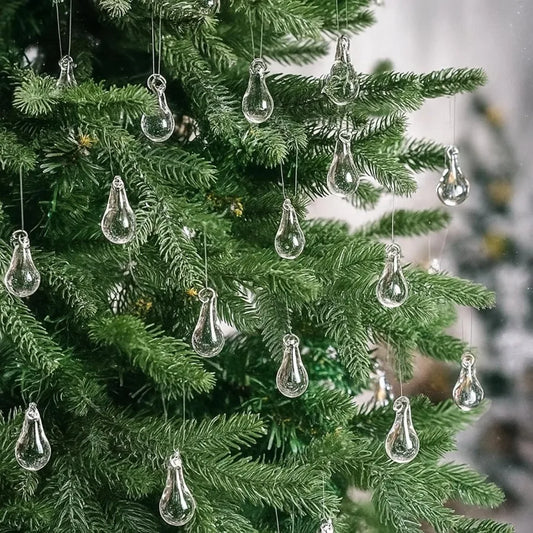 30 Pcs Glass Raindrop Christmas Ornaments